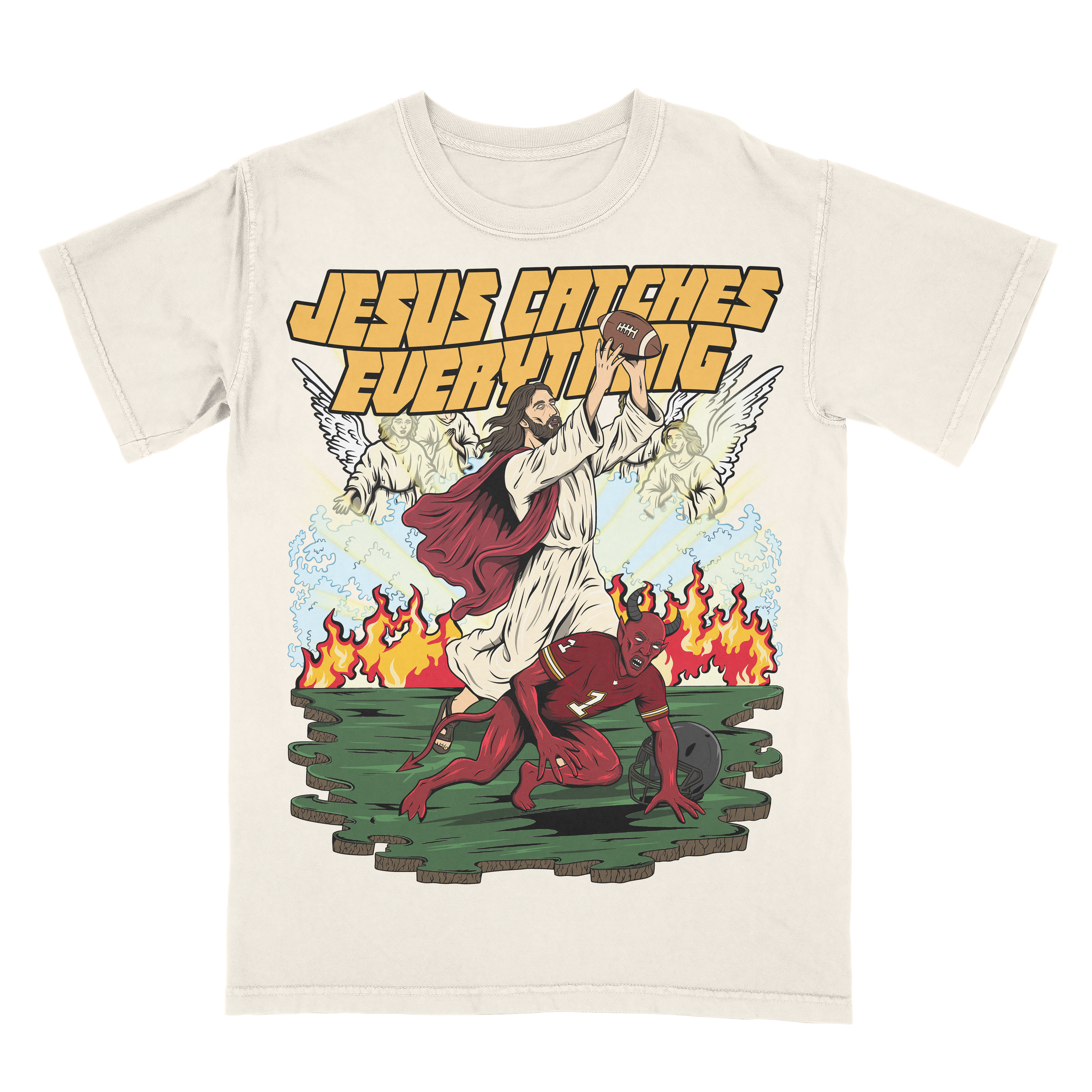 Jesus Catches Everything Limited Edition Christian Football Graphic T-Shirt