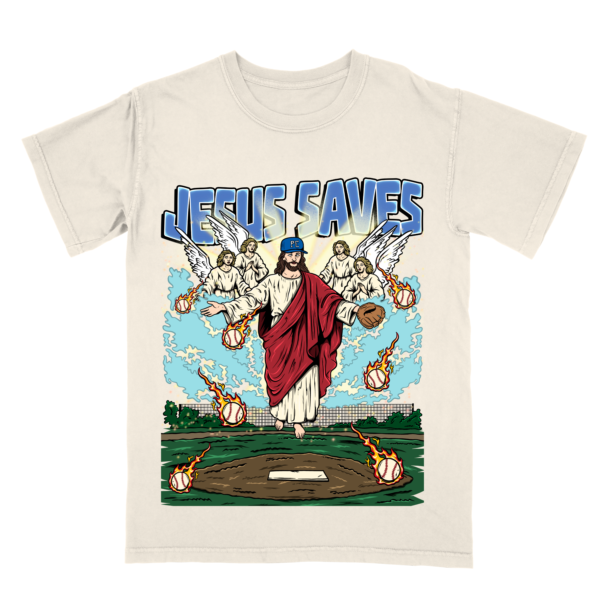 Jesus Saves Limited Edition Christian Baseball Graphic T-Shirt