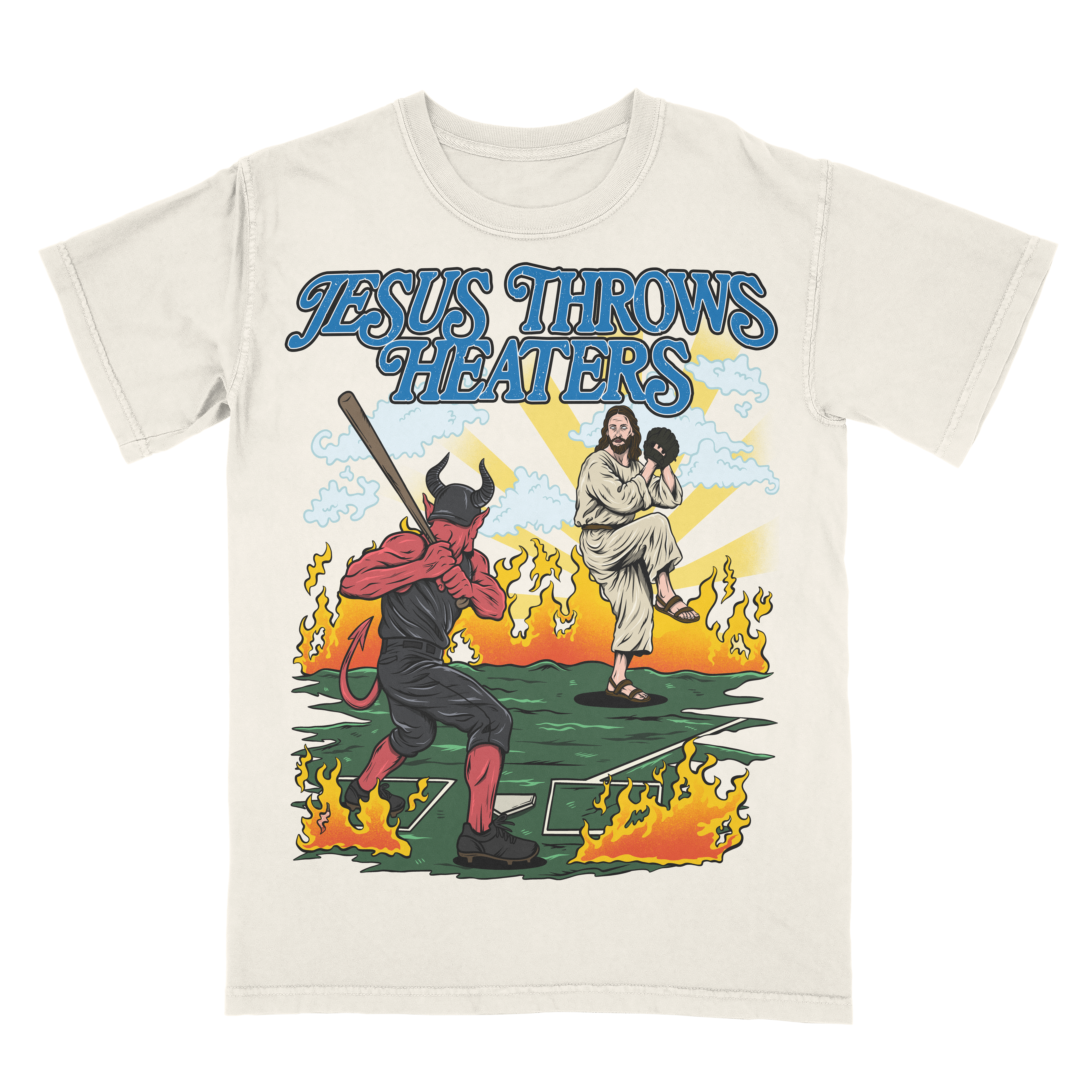 Jesus Throws Heaters Limited Edition Christian Baseball Graphic T-Shirt